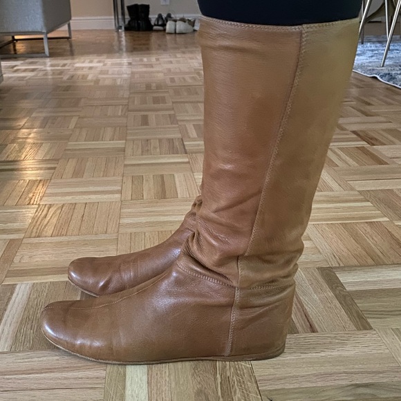Prada Brown Leather Slouch Boots size 9.5 - Picture 3 of 16
